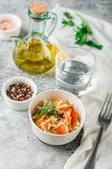 Cabbage salad with Vegetarian dish.