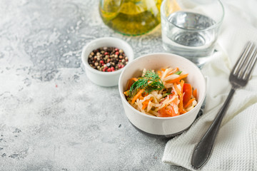 Cabbage salad with Vegetarian dish.