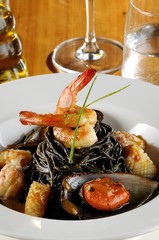 Black spaghetti with Seafood