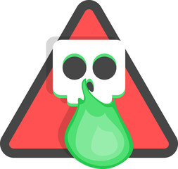 Danger. Warning you about harmful activities with chemical substances. A skull in front of a toxic green fire. EPS 10 Illustration Vector.