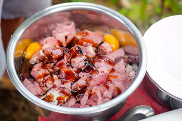 Pork with fermented sauce and egg yolk