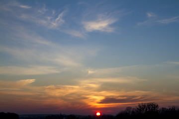 Winter sunset sky for backgrounds and sky replacement