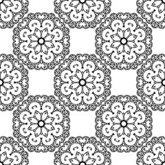 Abstract black and white seamless pattern. Hand drawn vector illustration