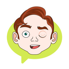 Young Man Teenager Face Over Chat Bubble Background Male Profile Icon Avatar Isolated Vector Illustration