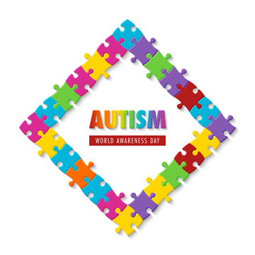 World autism awareness day. Colorful puzzle background. Symbol of autism. Vector Illustration