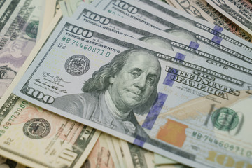 Dollar currency, American Dollars Cash Money with president portraits.