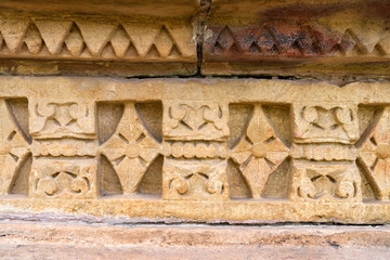 Patterned stone carving in Lakshman Temple close
