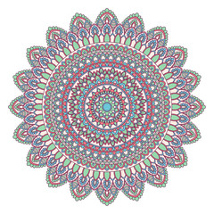 Ethnic ornamental mandala. Decorative design element. Hand drawn vector illustration
