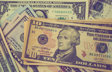 Dollar currency, American Dollars Cash Money with president portraits.