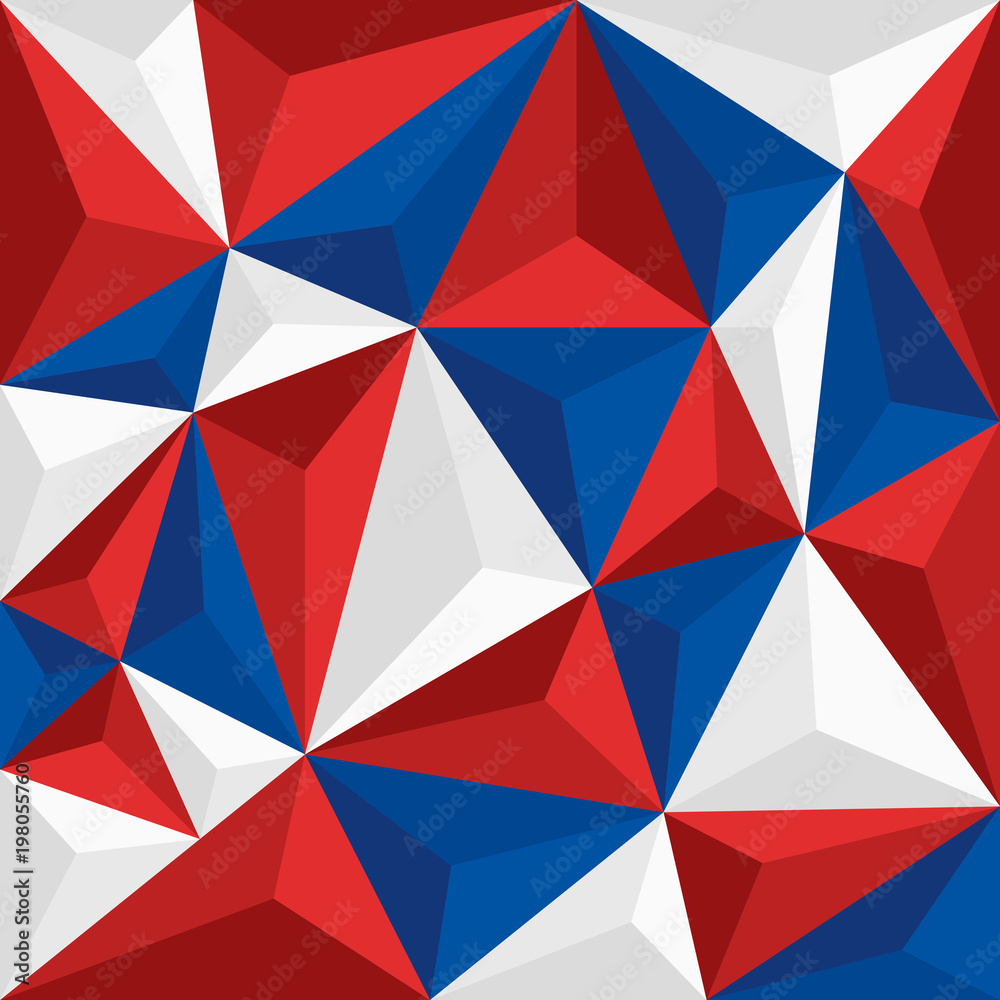 Wall mural red white and blue geometric vector background