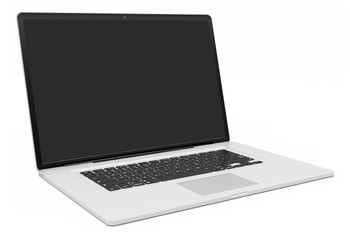 Modern silver laptop 3D rendering