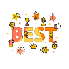 Cartoon Best Concept Card Poster. Vector