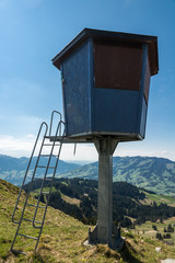 Old rusty observation post near Hochstuckli peak
