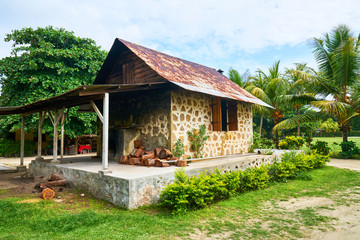 Fototapeta na wymiar Exterior of Historical Plantation House, Union Estate, Digue Island, seychelles