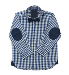Blue white checkered kids shirt with bow tie