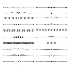Vintage calligraphic dividers. Handmade wedding vector decoration