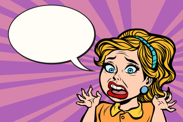 woman in panic, emotion and stress