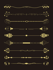 This image is a set of Vintage Decorative Ornament Borders and Page Dividers.