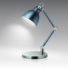 Modern office table metal lamp vector illustration isolated on white background