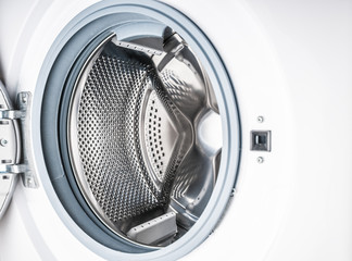 Open washing machine close up