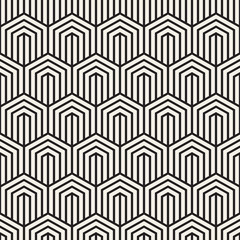 Vector seamless stripes pattern. Modern stylish texture with monochrome trellis. Repeating geometric hexagonal grid. Simple lattice design.