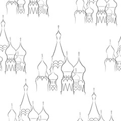 Seamless pattern from cathedrals on a white background