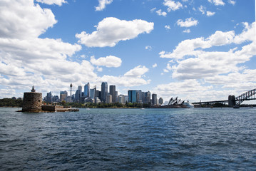 Fototapeta na wymiar The city skyline of Sydney with lighthouse