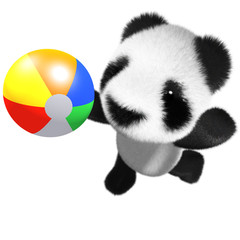3d Funny cartoon baby panda bear character playing with a beach ball © Steve Young