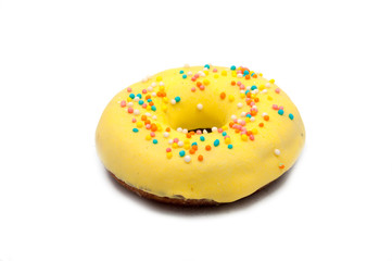 yellow donut isolated on the white background