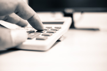 Dramatic black and white one using calculator