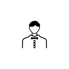 Casino Croupier. Referee Avatar. Flat Vector Icon. Simple black symbol on white background