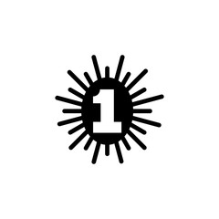 Number One. Flat Vector Icon. Simple black symbol on white background
