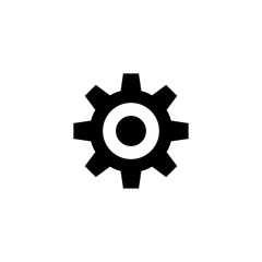 Gear. Flat Vector Icon. Simple black symbol on white background