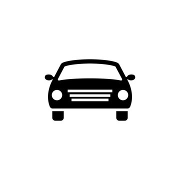Car. Flat Vector Icon. Simple black symbol on white background