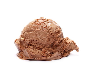 Chocolate ice cream ball isolated on white 