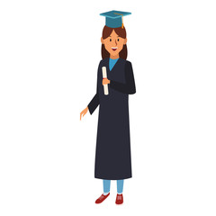 Young woman student with graduation gown vector illustration graphic design