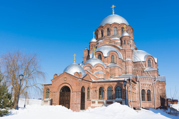 Fototapeta na wymiar The Cathedral of the Mother of God in Sviyazhsk
