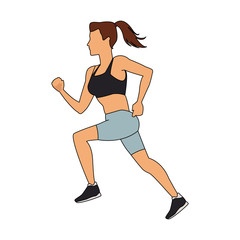 Fitness woman running cartoon vector illustration graphic design