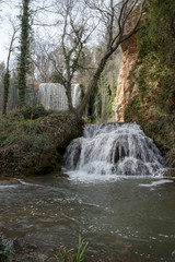 Waterfall in the stone monastery in Aragon