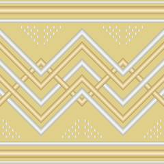 Seamless pattern with intertwined zigzag tubes gold and silver color