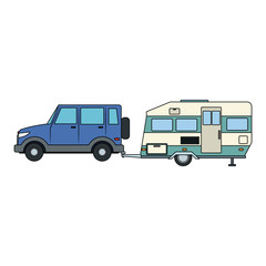 SUV vehicle with trailer vector illustration graphic design