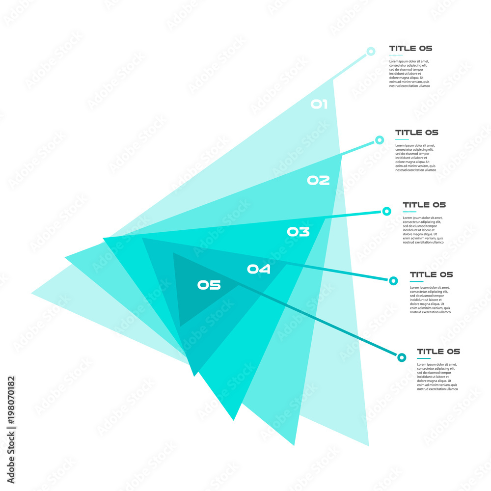 Leinwandbilder concentric diagram step by step in a series of triangle. element of chart, graph, diagram with 5 opt