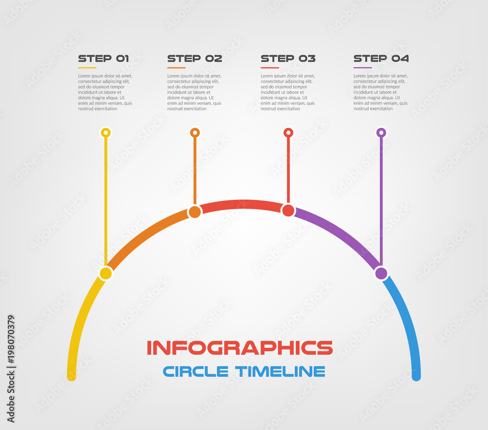 Aufkleber Horizontal line flat circle for infographic. Template for cycle diagram, graph, presentation.. Business concept with 4 options, parts, steps or processes. Timeline