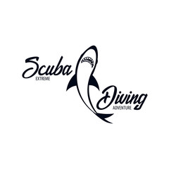 Obraz premium Scuba Diving Club. Emblem or logo with Shark. Vector illustration