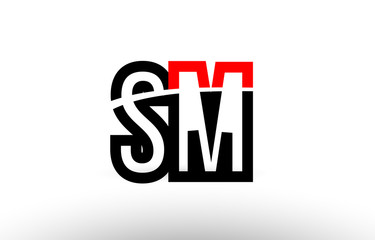 black white alphabet letter sm s m logo icon design