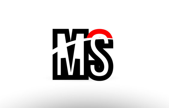 black white alphabet letter ms m s logo icon design