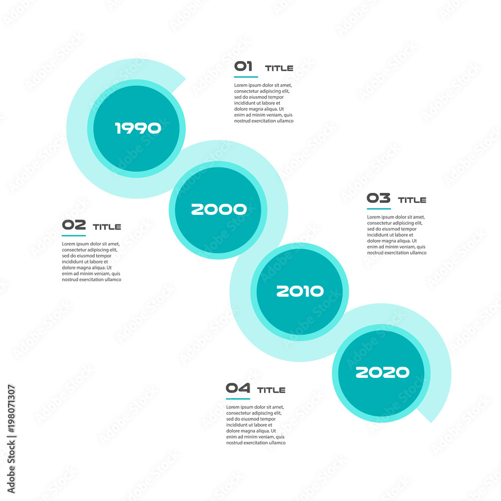 Poster angle timeline steps infographics - can illustrate a strategy, workflow or team work, vector flat co