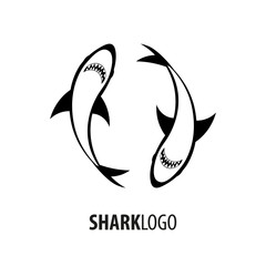 Emblem or logo with Shark. Vector illustration