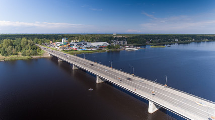 Obraz premium Bridge, viaduct, motorway view from above..