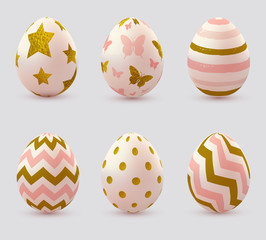 Easter eggs with golden elements